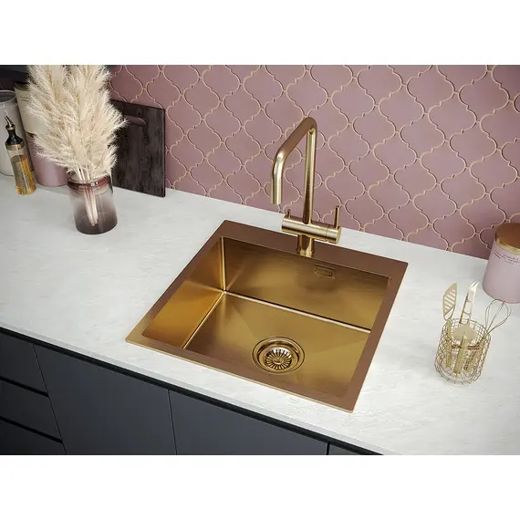 Мойка из нержавейки Paulmark Velten 51 PM905151-BG брашированное золото 51 x 51 см, изображение 4