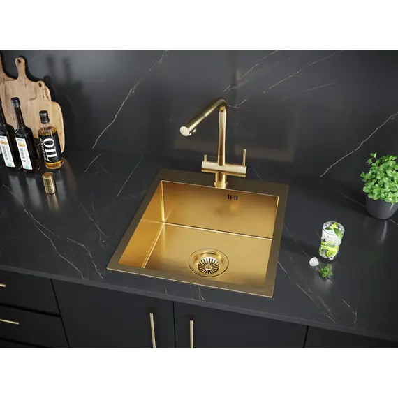 Мойка из нержавейки Paulmark Kroner 45 PM214551-BG брашированное золото 45 x 51 см, изображение 4