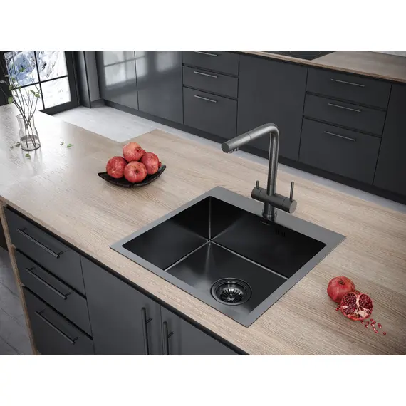 Мойка из нержавейки Paulmark Kroner 59 PM215951-GM вороненая сталь 59 x 51 см, изображение 4