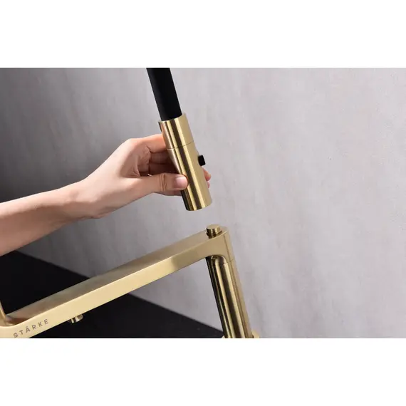 Смеситель для кухни Paulmark Tornado Starke To213402-SBG светлое брашированное золото с краном для фильтра питьевой воды, изображение 7