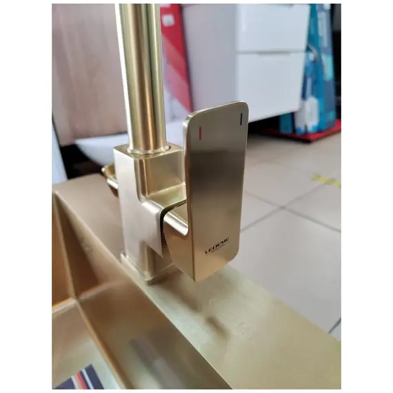 Смеситель для кухни со встроенным фильтром (краном) под питьевую воду Ledeme L4080Y-3 золотой сатин, изображение 12