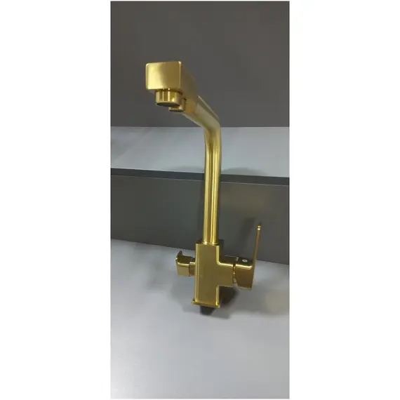 Смеситель для кухни со встроенным фильтром (краном) под питьевую воду Ledeme L4080Y-3 золотой сатин, изображение 10