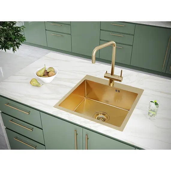 Мойка из нержавейки Paulmark Kroner 59 PM215951-BG брашированное золото 59 x 51 см, изображение 4