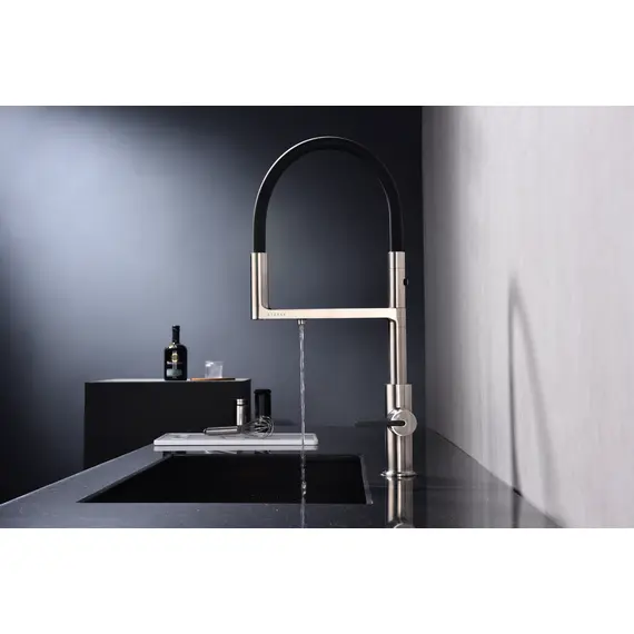 Смеситель для кухни Paulmark Tornado Starke To213402-NI никель с краном для фильтра питьевой воды, изображение 3