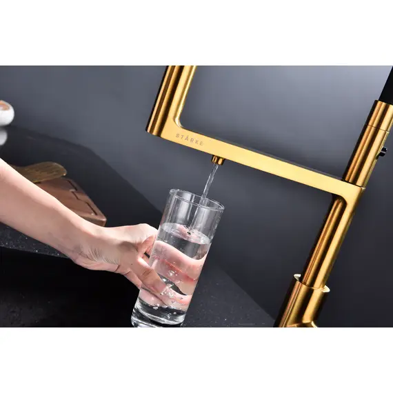 Смеситель для кухни Paulmark Tornado Starke To213402-BG брашированное золото с краном для фильтра питьевой воды, изображение 7
