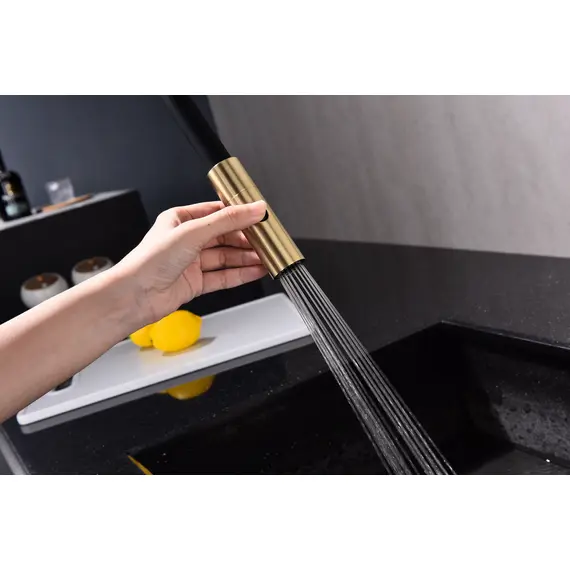 Смеситель для кухни Paulmark Tornado Starke To213402-SBG светлое брашированное золото с краном для фильтра питьевой воды, изображение 6