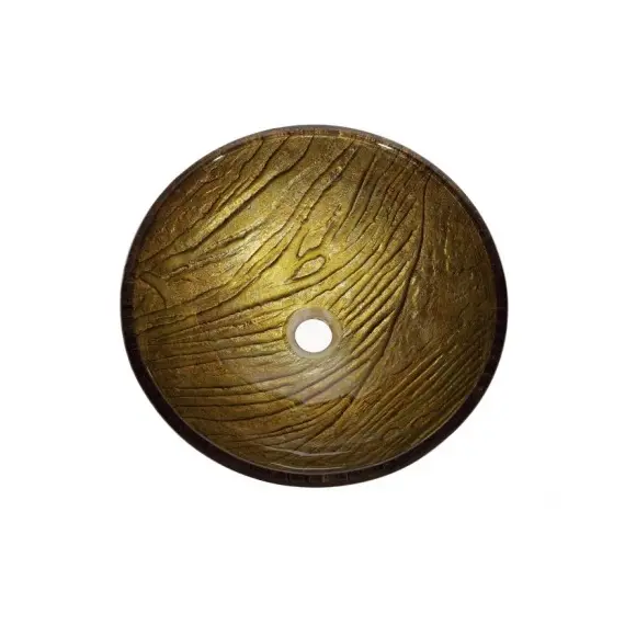 Накладная стеклянная раковина чаша (умывальник) Kraus Terra GV-395-19 (античное золото), изображение 3