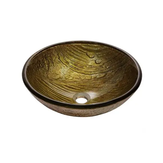 Накладная стеклянная раковина чаша (умывальник) Kraus Terra GV-395-19 (античное золото)