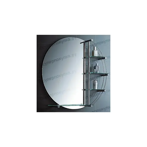 Зеркало Ledeme L603-1 с полками 80 см круглое, изображение 2