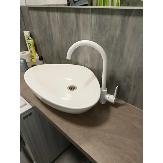 Смеситель для кухни Gerhans K14084W поворотный, белая эмаль, изображение 2