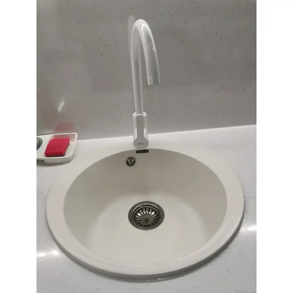 Смеситель для кухни Gerhans K14084W поворотный, белая эмаль, изображение 3