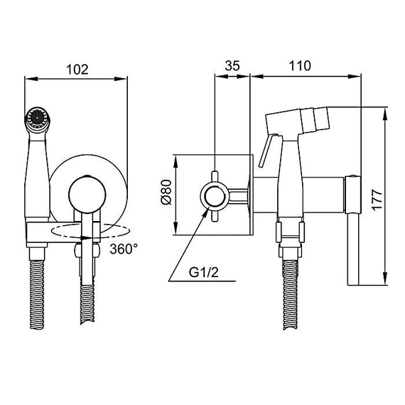 Встроенный гигиенический душ со смесителем для биде Gappo G7206-6