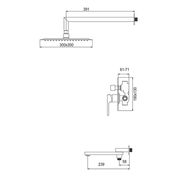 Душевая система скрытого монтажа встроенный комплект Gappo G7117-3, изображение 17