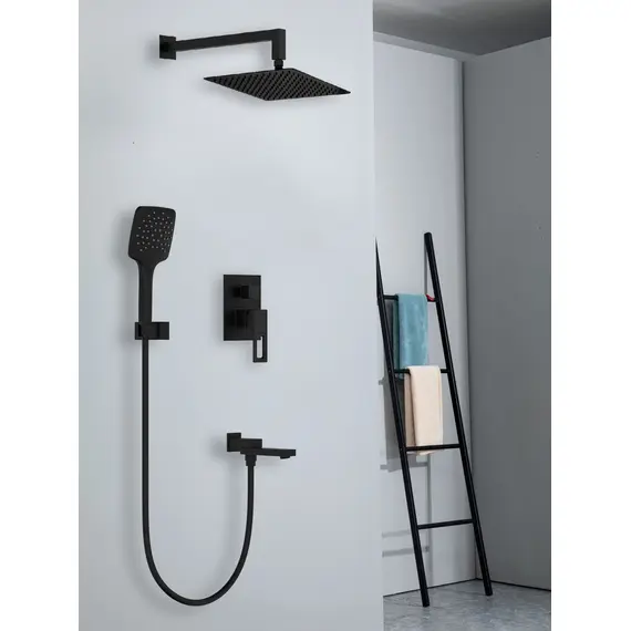 Встраиваемый душевой комплект скрытого монтажа (смеситель с тропическим душем) Gappo G7117-6 черный, латунь, изображение 2 Встраиваемый душевой комплект скрытого монтажа (смеситель с тропическим душем) Gappo G7117-6 черный, латунь, изображение 2