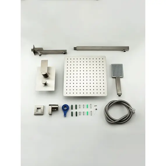 Встраиваемый душевой комплект скрытого монтажа (смеситель с тропическим душем 3 функции) Gappo G7199-20 сатин, нержавеющая сталь, изображение 12 Встраиваемый душевой комплект скрытого монтажа (смеситель с тропическим душем 3 функции) Gappo G7199-20 сатин, нержавеющая сталь, изображение 12