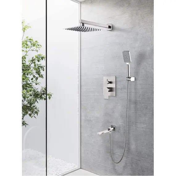 Встраиваемый душевой комплект скрытого монтажа (смеситель с тропическим душем 3 функции) Gappo G7199-20 сатин, нержавеющая сталь, изображение 2 Встраиваемый душевой комплект скрытого монтажа (смеситель с тропическим душем 3 функции) Gappo G7199-20 сатин, нержавеющая сталь, изображение 2