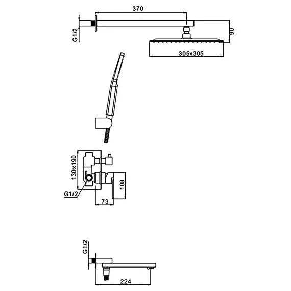 Встраиваемый душевой комплект скрытого монтажа (смеситель с тропическим душем 3 функции) Gappo G7199-20 сатин, нержавеющая сталь, изображение 11 Встраиваемый душевой комплект скрытого монтажа (смеситель с тропическим душем 3 функции) Gappo G7199-20 сатин, нержавеющая сталь, изображение 11