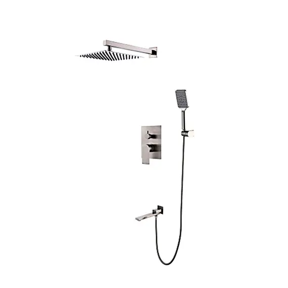 Встраиваемый душевой комплект скрытого монтажа (смеситель с тропическим душем 3 функции) Gappo G7199-20 сатин, нержавеющая сталь, изображение 10 Встраиваемый душевой комплект скрытого монтажа (смеситель с тропическим душем 3 функции) Gappo G7199-20 сатин, нержавеющая сталь, изображение 10