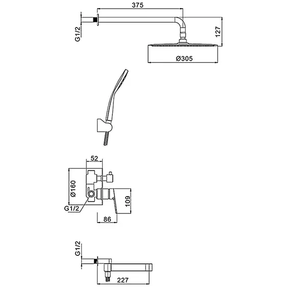 Встраиваемый душевой комплект скрытого монтажа (смеситель с тропическим душем) Gappo G7199-30 сатин, нержавеющая сталь, изображение 11 Встраиваемый душевой комплект скрытого монтажа (смеситель с тропическим душем) Gappo G7199-30 сатин, нержавеющая сталь, изображение 11