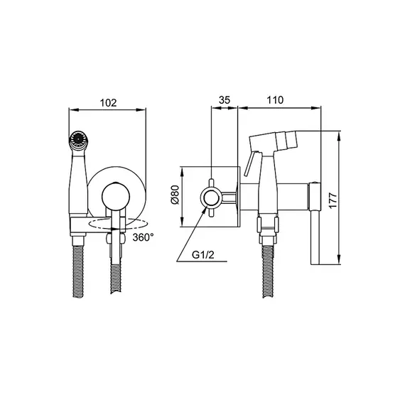 Встроенный гигиенический душ со смесителем для биде Gappo G7206-9, изображение 9