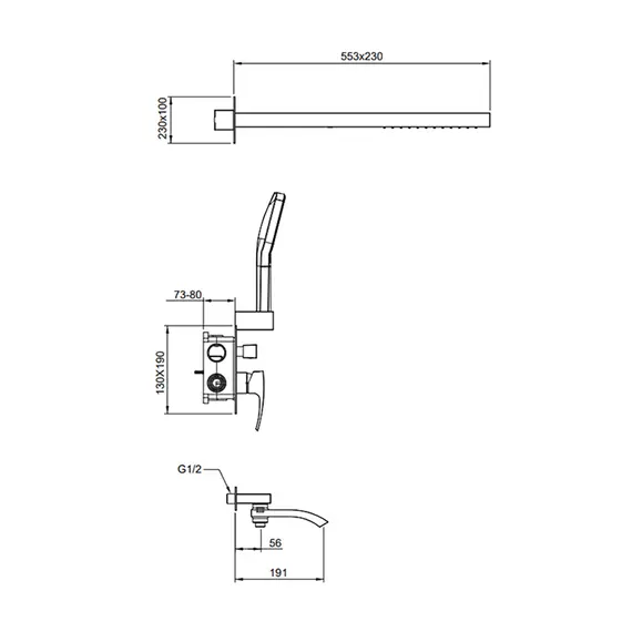 Душевая система скрытого монтажа встроенный комплект Gappo G7107-76, изображение 10 Душевая система скрытого монтажа встроенный комплект Gappo G7107-76, изображение 10