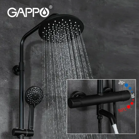 Душевая система с тропическим душем и термостатом Gappo G2490-6 Душевая система с тропическим душем и термостатом Gappo G2490-6