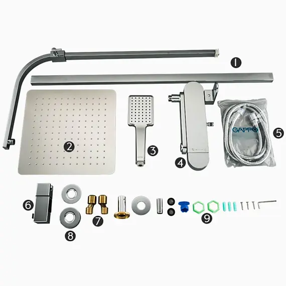 Душевая система с тропическим душем и смесителем Gappo G2483, изображение 7