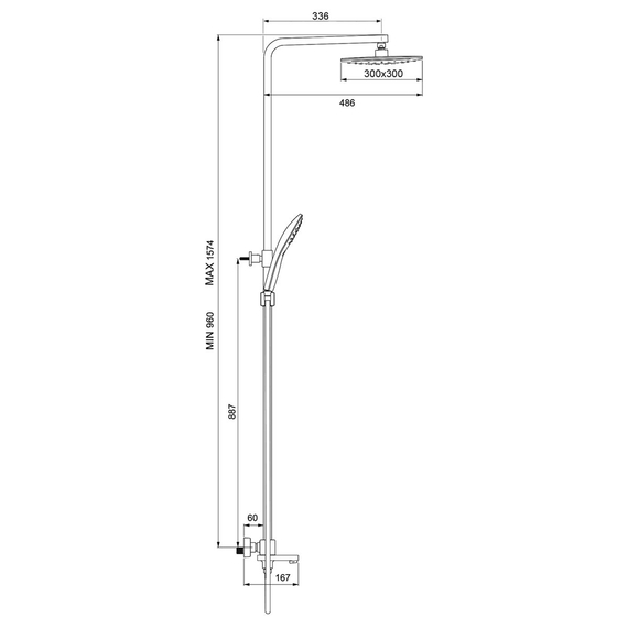 Душевая система с тропическим душем и термостатом Gappo G2417-60