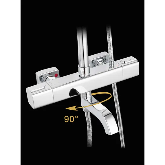 Душевая система с тропическим душем и термостатом Gappo G2491, Название цвета: Хром, изображение 6 Душевая система с тропическим душем и термостатом Gappo G2491, Название цвета: Хром, изображение 6