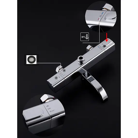 Душевая система с тропическим душем и термостатом Gappo G2491, Название цвета: Хром, изображение 14 Душевая система с тропическим душем и термостатом Gappo G2491, Название цвета: Хром, изображение 14