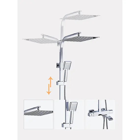 Душевая система с тропическим душем и термостатом Gappo G2407-40, изображение 5 Душевая система с тропическим душем и термостатом Gappo G2407-40, изображение 5