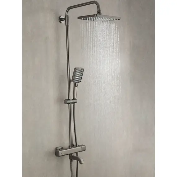 Душевая система с тропическим душем и термостатом Gappo G2491-9, Название цвета: Оружейная сталь Душевая система с тропическим душем и термостатом Gappo G2491-9, Название цвета: Оружейная сталь