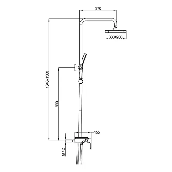 Душевая система с тропическим душем и смесителем Gappo G2496-19, изображение 2