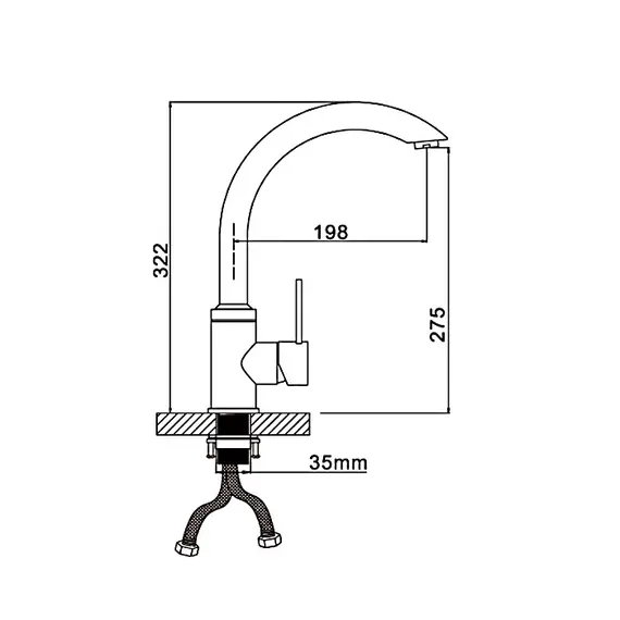 Высокий однорычажный смеситель для кухни на мойку Gappo G4099, изображение 2