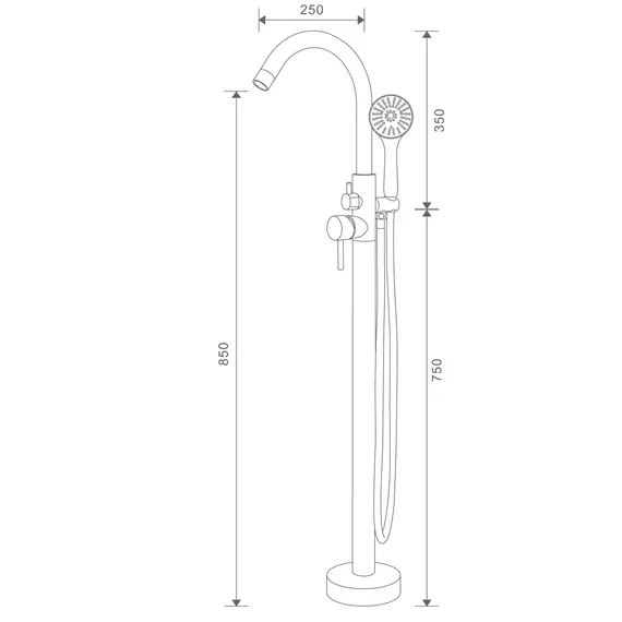 Напольный смеситель для ванны с душем Gappo G3098, изображение 3