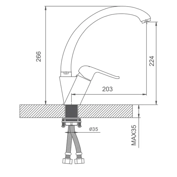 Высокий однорычажный смеситель для кухни на мойку Gappo G4150-8, изображение 3