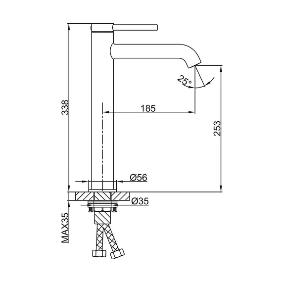 Высокий смеситель для накладной раковины в ванну Gappo G1006-2, изображение 8
