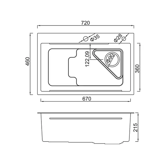 Мойка для кухни с коландером из нержавеющей стали Gappo GS7246-3, изображение 7