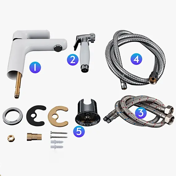 Смеситель для раковины в ванну с гигиеническим душем Gappo G1048-1, изображение 4