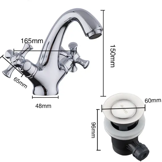 Смеситель для раковины в ванну двухвентильный Gappo G1042, изображение 10