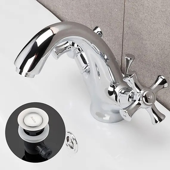 Смеситель для раковины в ванну двухвентильный Gappo G1042, изображение 7