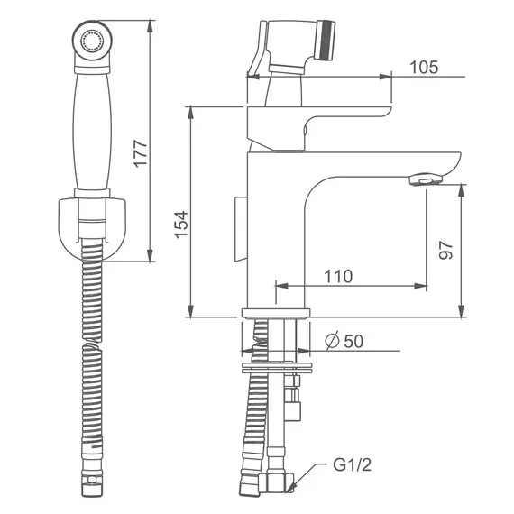 Смеситель для раковины в ванну с гигиеническим душем Gappo G1048-1, изображение 9