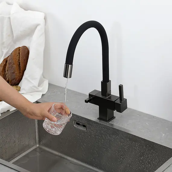 Смеситель для кухни гибкий излив с фильтром для воды Gappo G4395-39, изображение 12