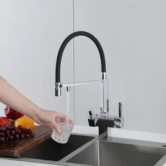 Смеситель для кухни гибкий излив с фильтром для воды Gappo G4395-50, изображение 6