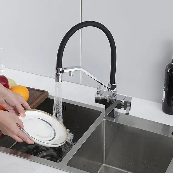 Смеситель для кухни гибкий излив с фильтром для воды Gappo G4395-60, изображение 12