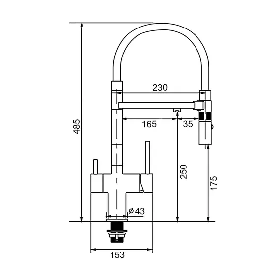 Смеситель для кухни гибкий излив с фильтром для воды Gappo G4397-80, изображение 14