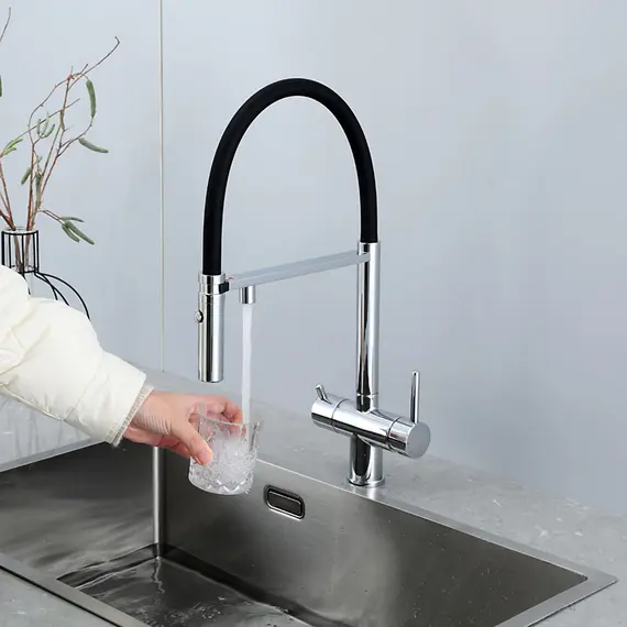 Смеситель для кухни гибкий излив с фильтром для воды Gappo G4397-80, изображение 10