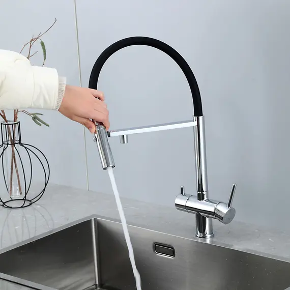 Смеситель для кухни гибкий излив с фильтром для воды Gappo G4397-80, изображение 5