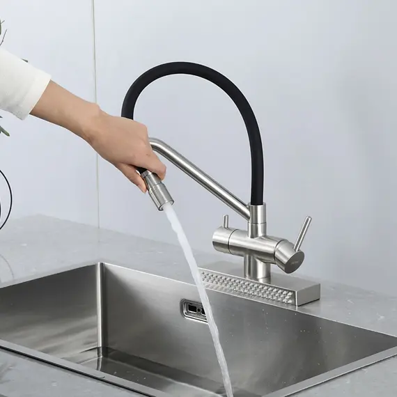 Смеситель для кухни с гибким изливом и душем Gappo G4098-5, изображение 9