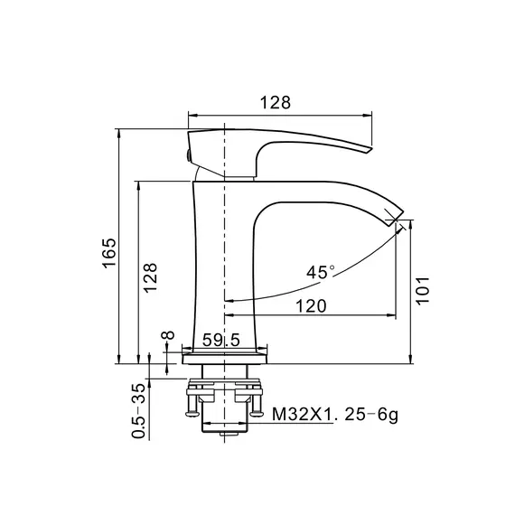 Смеситель для раковины умывальника в ванну / ванную Gappo G1007-8, изображение 9